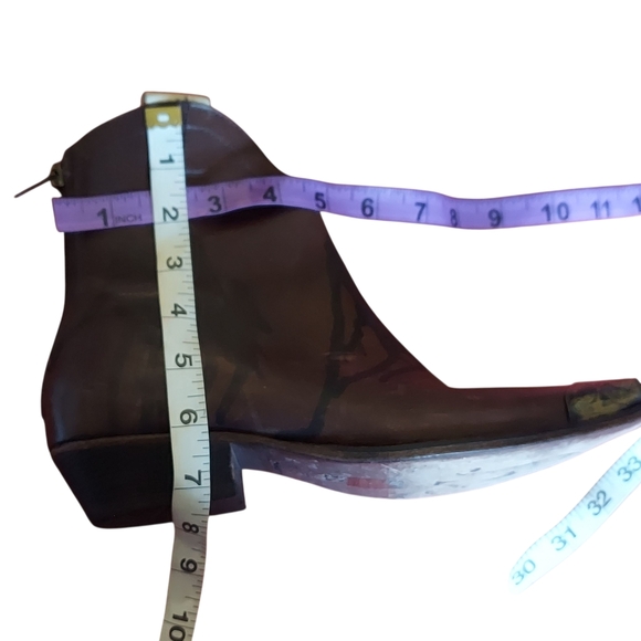 Free People Lost Trails Brown Leather Western Boots with Antique Brass Toe Caps - Picture 15 of 16